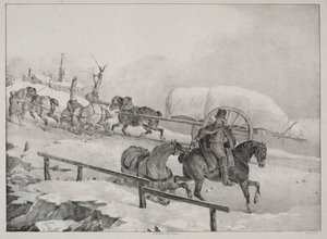 Neljä erilaista aihetta: Vaunu kiipeämässä mäkeä. tekijältä Theodore Gericault