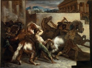 Ilmaiset hevoskilpailut Roomassa - öljy kankaalle tekijältä Theodore Gericault