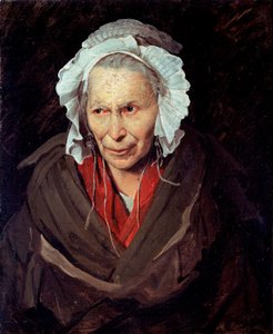 La Hyene de la Salpetriere eli kateuden monomaniakki Muotokuva mielisairaudesta kärsivästä vanhasta naisesta tekijältä Theodore Gericault