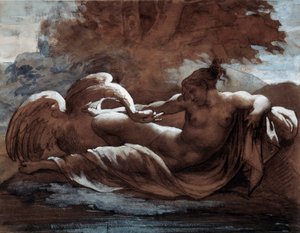 Leda ja joutsen. Piirustus: Theodore Gericault (1791-1824) tekijältä Theodore Gericault