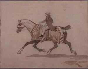 Pikku sulhanen ravihevosella (lyijykynä & akvarelli) tekijältä Theodore Gericault