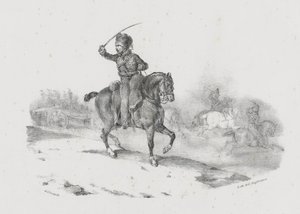 Tykistöupseeri johtamassa hyökkäystä (An Artillery Officer Commanding the Charge) tekijältä Theodore Gericault