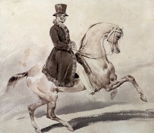 Ratsastaja turkisreunaisessa takissa tekijältä Theodore Gericault