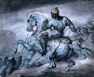 Kohtaus siirtomaasodasta: Musta kasvattavassa hevosessa tekijältä Theodore Gericault