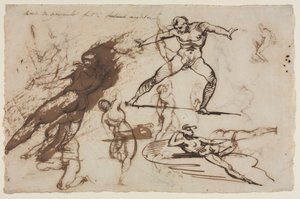 Luonnosarkki (etusivu) Luonnosarkki (kääntöpuoli) tekijältä Theodore Gericault