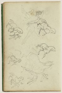 Kuusi opintojaksoa, joissa mies on hevosen vieressä. tekijältä Theodore Gericault