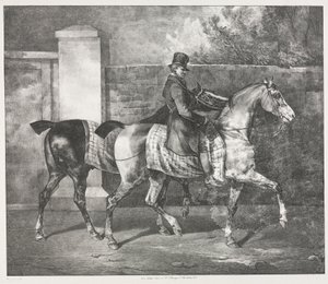 Kaksi hevosta, joita jääkiekkoilija harjoittaa tekijältä Theodore Gericault
