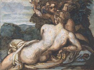 Venus ja Amor maisemassa, Annibale Carracci recto, 1816-17. tekijältä Theodore Gericault