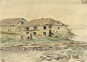 Rakennuksia raunioitumassa, Alaska, 1884 tekijältä Theodore J. Richardson
