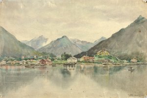 Sitka saarilta, esillä Venäjän linna, 1888. tekijältä Theodore J. Richardson