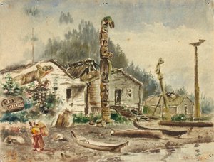 Näkymä Wrangellista, Alaskasta, vuonna 1884 tekijältä Theodore J. Richardson