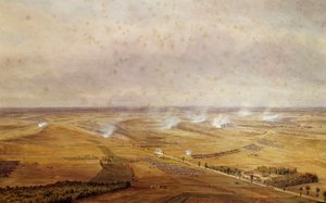 Coalition Wars: "" Valmyn taistelu 20.9.1792, jossa ranskalaiset voittivat preussialaisia vastaan""" Theodore Jungin (1803-1865) akvarelliguassi 1792 su. 0,63x0,99 m