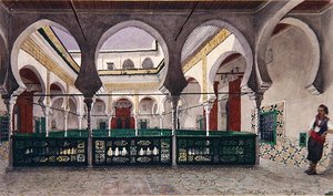 Näkymä talon sisäpihalle Algerissa, n. 1830 (akvarelli paperille)