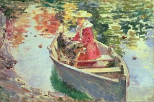 Neiti Motes ja hänen koiransa, 1893 tekijältä Theodore Robinson