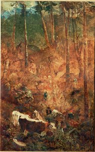 Lehmien laskeutuminen (maalaus kankaalle)