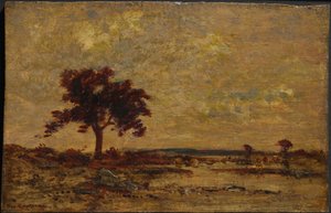 Marshlands, ei päivätty (öljy puupaneelille). tekijältä Theodore Rousseau