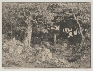 Tammipuut ja kalliot tekijältä Pierre Etienne Theodore Rousseau