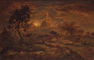 Auringonlasku lähellä Arbonnea, n. 1860-65.