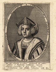 Christopher Columbus, italialainen tutkimusmatkailija ja kolonisaattori tekijältä Theodore de Bry