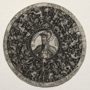 Suunnittelu medaljoneilla varustettuun astiaan, c. 1558. tekijältä Theodore de Bry