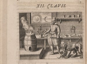 Kuvitus Tripus Avrevsille, eli kolme valikoitujen kemistien tutkielmaa.., 1618 tekijältä Theodore de Bry