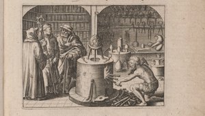Kuvitus Tripus Avrevsille, eli kolme valikoitujen kemistien tutkielmaa.., 1618 tekijältä Theodore de Bry