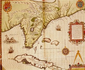 Floridan ja Kuuban kartta, kirjoittanut Theodore de Bry tekijältä Theodore de Bry
