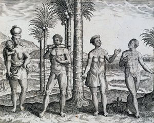 Alkuperäinen Etiopia, teoksesta India Orientalis -kaiverrus Theodor de Bry (1528-1598), Afrikka tekijältä Theodore de Bry