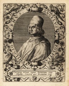 Poliziano, italialainen klassikkotutkija. tekijältä Theodore de Bry