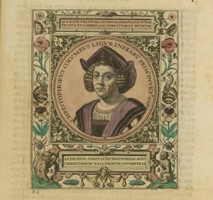 Kristoffer Kolumbuksen muotokuva, 1595. tekijältä Theodore de Bry