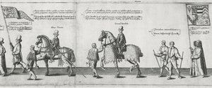 Yeomen avaa Sir Philip Sidneyn hautauskortegion matkalla St. Paulin katedraaliin, 1587 tekijältä Theodore de Bry