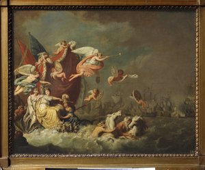 Allegoria Chesmen voitosta (tai Tchesme tai Chesma, Turkki). (meritaistelu 5.-7.7.1770, jakso Venäjän ja Turkin sodasta