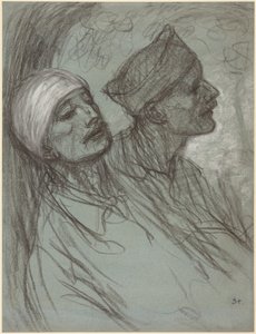 Haavoittunut sotilas ja hänen toverinsa tekijältä Théophile Alexandre Steinlen