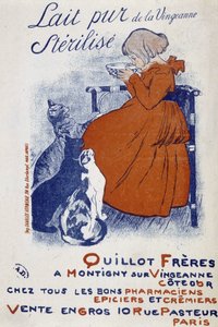 Mainosjuliste Vingeonnen puhtaasta maidosta - Steinlen tekijältä Théophile Alexandre Steinlen