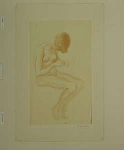 [Nainen hoitaa kynsiään (6. suuri alastonkuva)] tekijältä Théophile Alexandre Steinlen