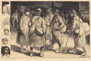 Lomalla olevat sotilaat – Yökuva (Lomalla olevat sotilaat – Yövaikutelma) tekijältä Théophile Alexandre Steinlen