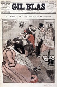The Tellier House, Guy de Maupassant - Steinlen, "" Gil Blas"" 9.10.1892 (sama piirustus kuin nro 15587) tekijältä Théophile Alexandre Steinlen