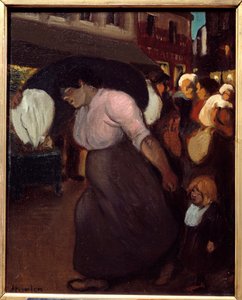 Pyykinpesukone. Theophile Alexandre Steinlenin (1859 - 1923) maalaus, 1900-luku. Öljy kankaalle. Vernon, Musee Poulain tekijältä Théophile Alexandre Steinlen