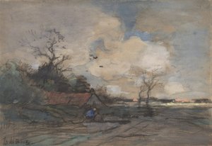 Maisema mökin kanssa, n.d.