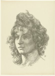 Portret van jonge vrouw Tutkimus nuoren naisen päästä The Trial (sarjan nimi) tekijältä Théo van Rysselberghe