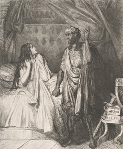 Oletko rukoillut tänä iltana, Dedesmona: levy 12 Othello Act 5:stä, ..., kaiverrettu 1844, uusintapainos 1900. tekijältä Théodore Chassériau