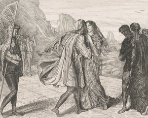 Oi reilu soturi!: levy 5 Othello Act 2:sta, kohtaus 1, kaiverrettu 1844, uusintapainos 1900. tekijältä Théodore Chassériau