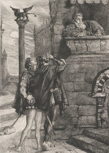 Herää! mitä huh! Brabantio! varkaat! varkaat!: levy 1 Othello Act 1:stä, kohtaus 1, 1844. tekijältä Théodore Chassériau