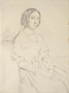 Nuoren naisen muotokuva, istuu kolme neljäsosaa vasemmalle, 1839-1856 tekijältä Théodore Chassériau
