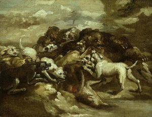 Saksa: Koirat taistelevat karhuja vastaan tekijältä Theodore Gericault