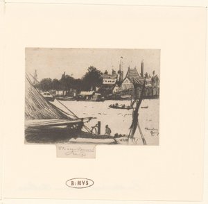 Näkymä joelle veneillä Battersea Chelseasta tekijältä Théodore Roussel (signed by artist)