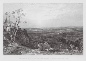 Bardon Hill, länteen päin, Leicestershire (kaiverrus) (kaiverrus) tekijältä Thomas (after) Allom