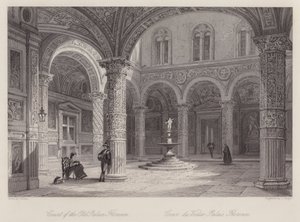 Firenzen vanhan palatsin tuomioistuin (kaiverrus) tekijältä Thomas (after) Allom