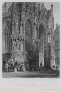 St Macloun suihkulähde, Rouen (kaiverrus) tekijältä Thomas (after) Allom