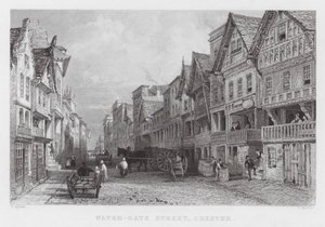 Water-Gate Street, Chester (kaiverrus) tekijältä Thomas (after) Allom